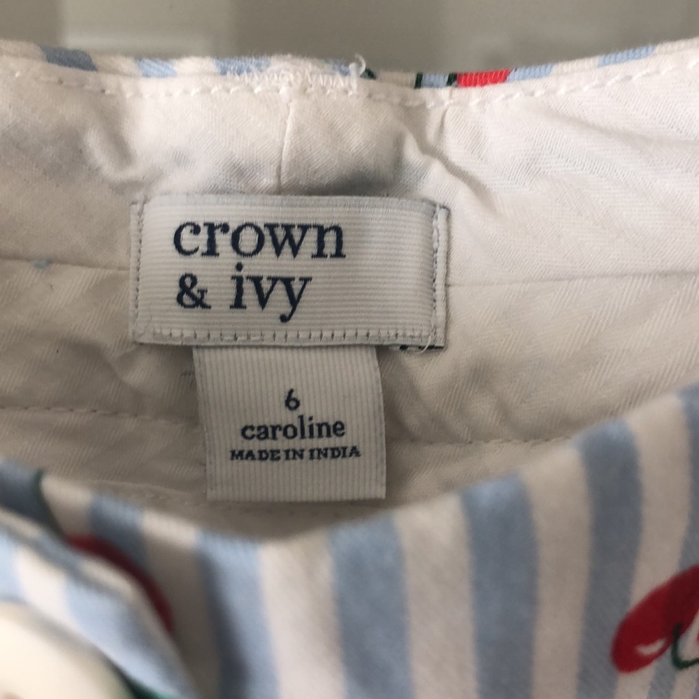 Crown & Ivy Caroline cherry blue striped summer shorts 6 rockabilly retro - Picture 3 of 8